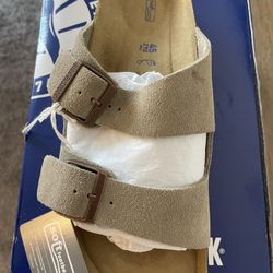 NEW Birkenstock Arizona Soft Footbed Taupe Suede Sandals EU43 US Men 10–10.5 Regular/Wide Authentic