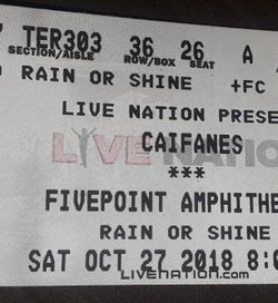 tengo un ticket para ir a ver a caifanes ..35 es en la seccion de en medio no es atras ..