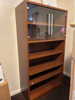 Very heavy duty book shelf with glass door display