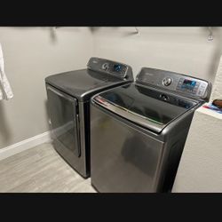 Stainless Steel Samsung Washer & Dryer (Electric) Topload