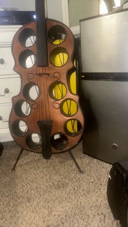 Cello-Shaped Metal Wine Rack