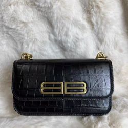 Balenciaga crocodile embossed cowhide bag