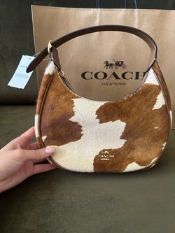 Coach Emily Shoulder Bag Purse Cow Print
