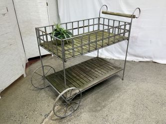 French Influenced Iron & Wood Garden/Tea Cart