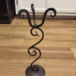 Vintage Wrought Iron Scroll Candle Holder