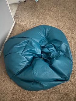 Large Teal Faux Leather Bean Bag Chair