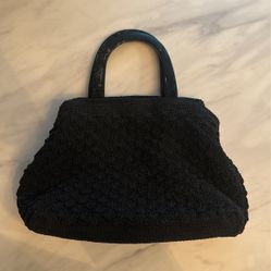 Liz Claiborne Knit Vintage Black Purse Hand Carry 