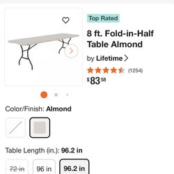 Two 8ft Lifetime Folding Tables