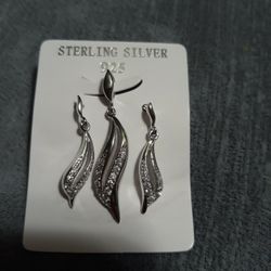 Sterling Silver 3 Pc Cz Pendant Set