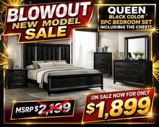 No credit needed black queen 5pc bedroom set special