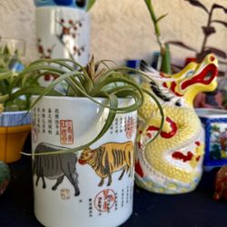 🔥 Rare 🐉 🐼 🐄 🐇 🔥- Vintage Oriental Planter Collection - Awesome One Of A Kind 🎁 