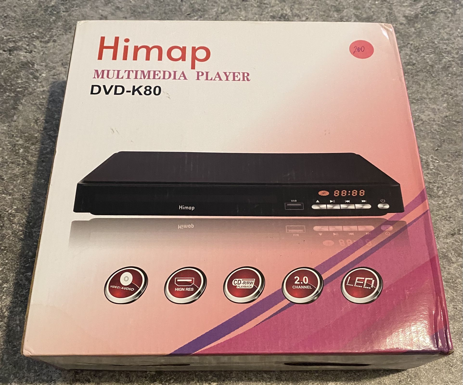 Hipmap DVD Player, Full HD DVD player With USB , Remote & Cables, New !