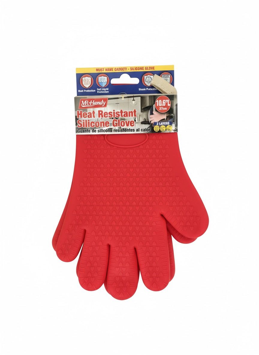 Heat-Resistant Silicone Gloves – Red & Green (Set of 2)