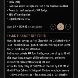 two Fast passes Tickets To The Queen Mary Horror Night Tonight Only