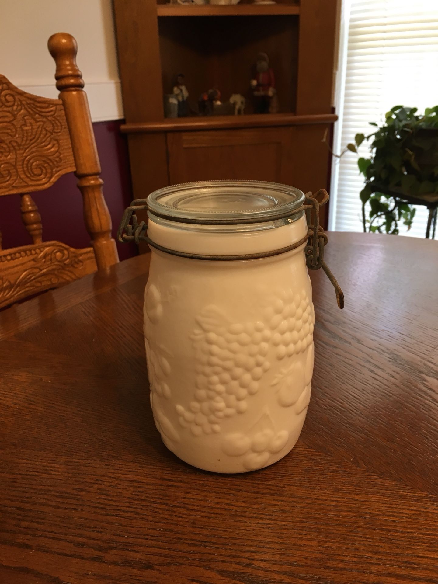 Antique Milk Glass Jar Canister