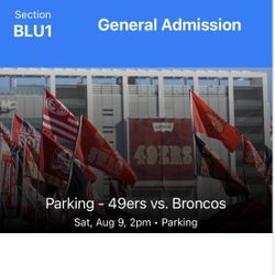 Parking Pass For This Saturday 49ers Game