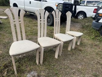 Antique Off White Wood Chairs