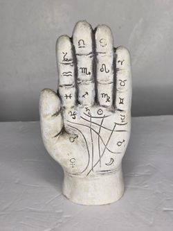 Palmistry Hand Statue Resin Astrological Zodiac Symbols Mystical Halloween Prop