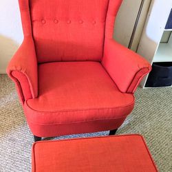 Must Pick Up By 3pm On Tues 5/7 - IKEA Strandmon Winged Back Chair and Ottoman 