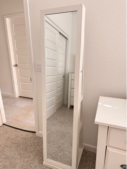 White Full Length Mirror Jewelry Armoire