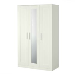 White 3-Door Wardrobe with Mirror