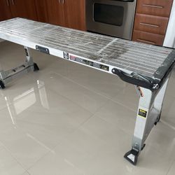 55 In. x 14 in. x 20 in. Aluminum Slim-Fold Work Platform, 300 lbs. Load Capacity