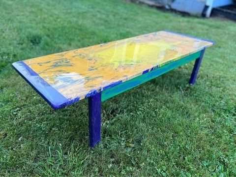 Hand Painted And Epoxied Table 