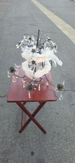 BRAND NEW Wrought Iron & Crystal 5-Light Plug-In Swag Chandelier (Bulbs Inc.)