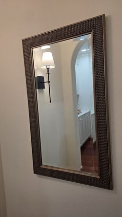 Textured Wall Mirror – Silver/Bronze Frame