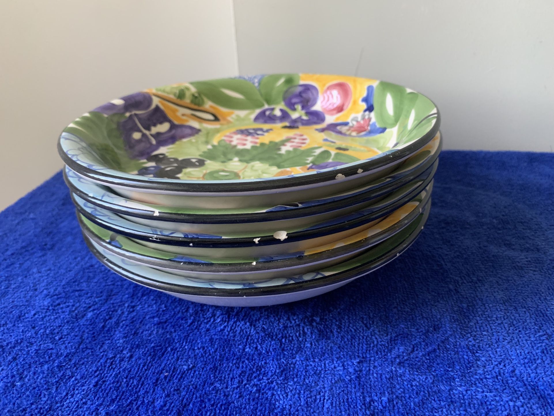 Favanol MARTINIQUE Set Of 5 Colorful Hand Painted Salad Plates Made In PORTUGAL