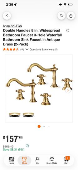 Antique Brass Widespread Bathroom Faucet Set 2-Pack