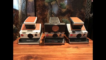 *Vintage & Highly Collectible* Polaroid SX-70 Cameras in White & Tan, Black & Chrome Sonar, Tan & Chrome. See prices in description for each model.