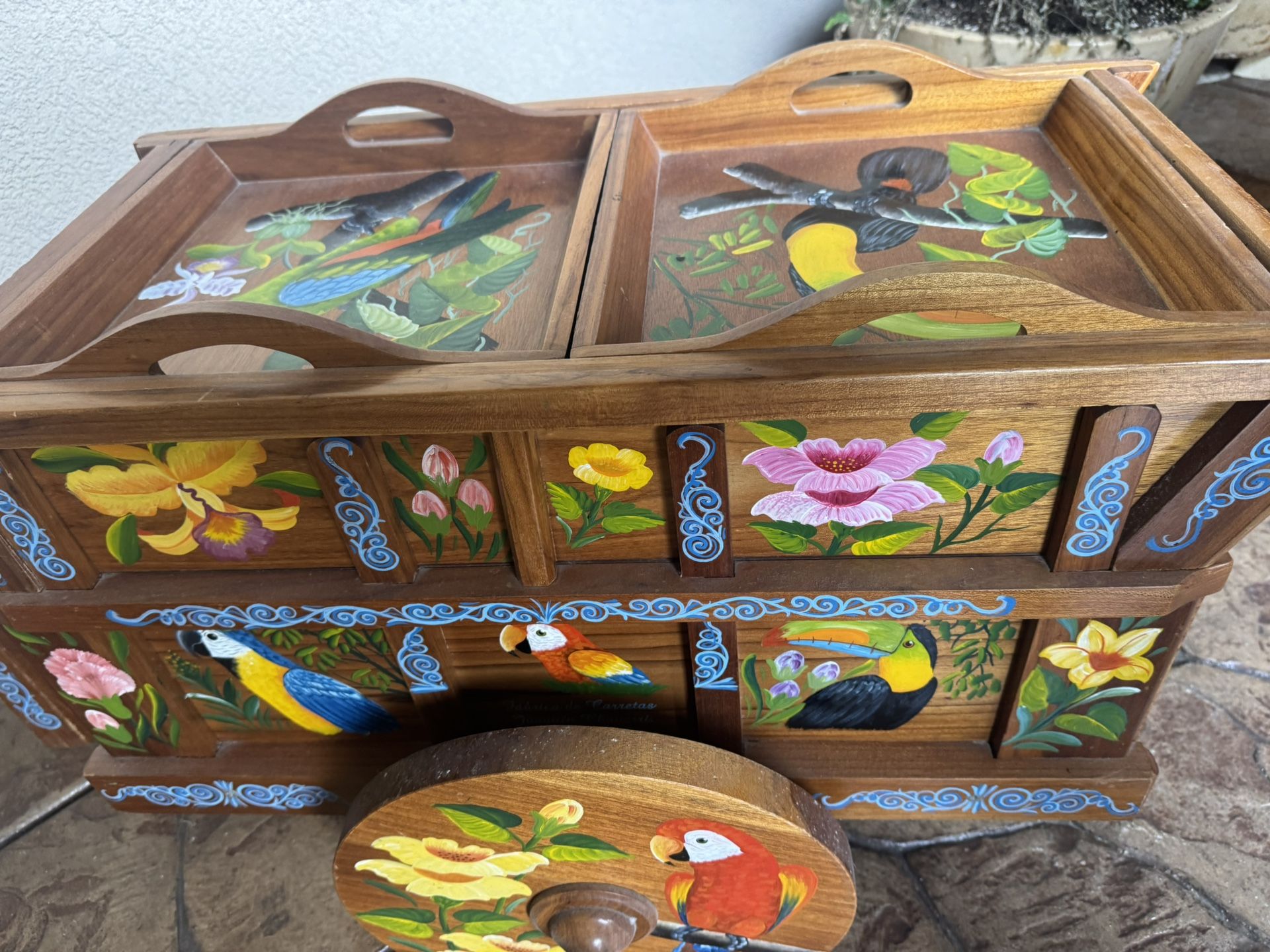 Hand Painted Costa Rico Bar Cart!