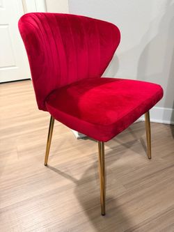 Red Velvet Accent Chair with Gold Legs