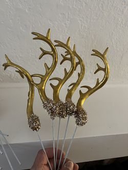 Reindeer Gold  Antlers Christmas Decoration 