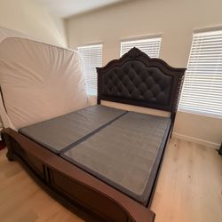 Cherry Wood Tufted King Bed