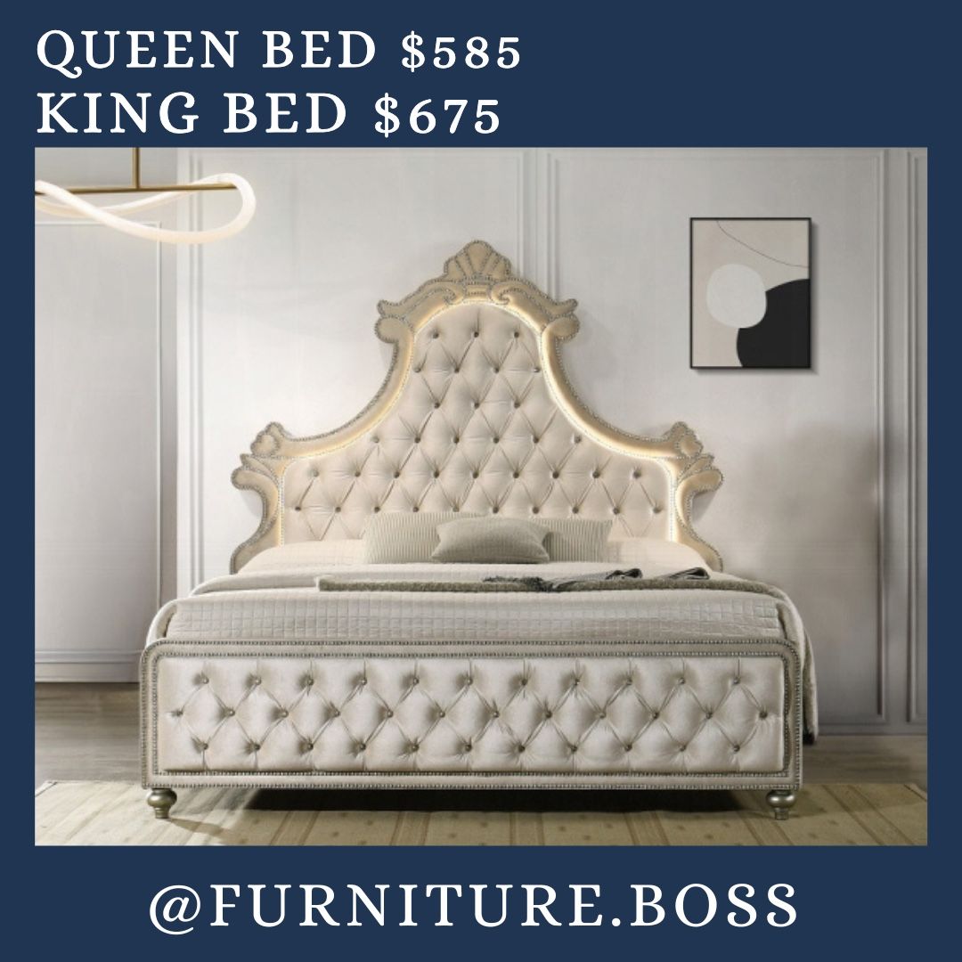 Beige Fabric Bed King & Queen Size Beds Mattress Sold...