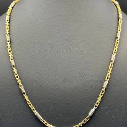 Jewelry Braccio 14k Solid Yellow Gold & White Gold Chain 21” Necklace 36.1 grams Two Tone 4.2mm width