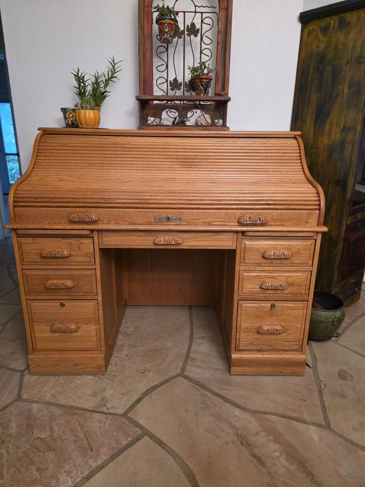 Oak Roll Top Desk