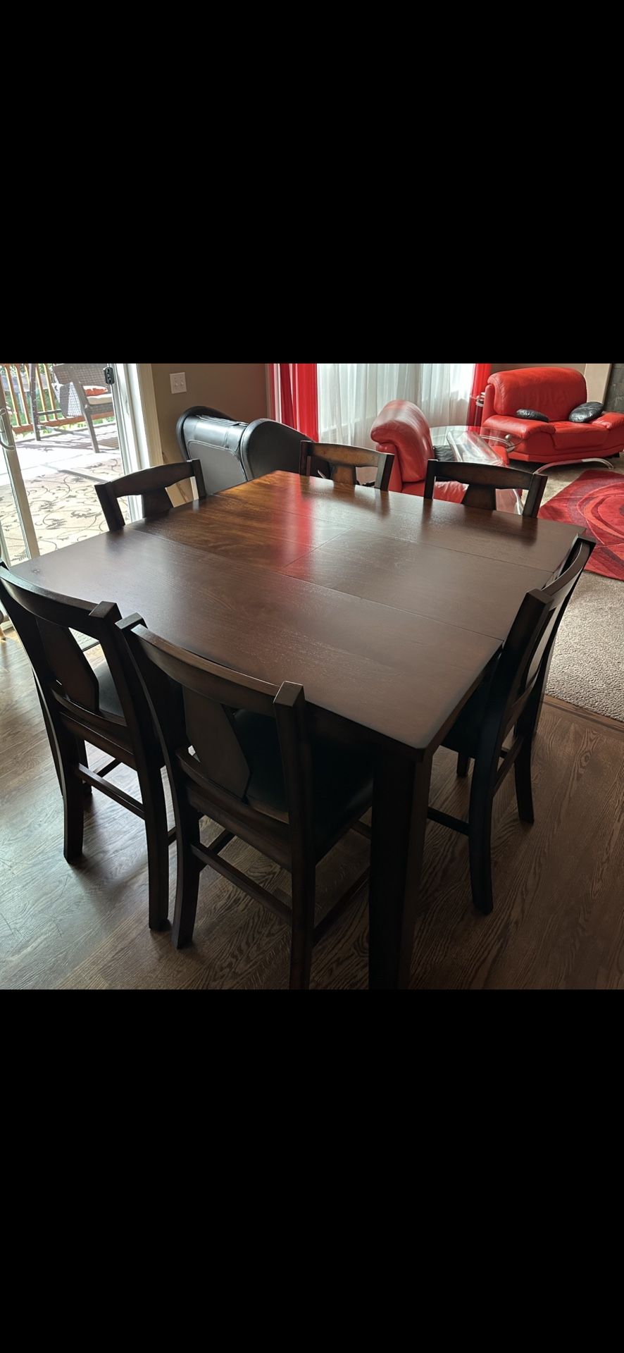 Napa Counter Height Extendable Dining Table & 6 Stools in Brown