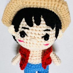 Monkey D. Luffy Crochet Doll PLUSH figure toy Amigurumi handmade NEW-USA seller