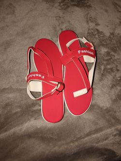Red & White Slingback Sandals