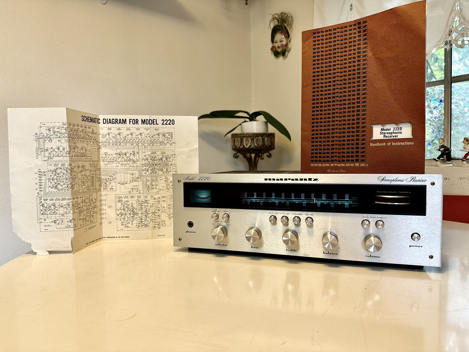 Mint Condition 1970’s Marantz 2220 Stereo Receiver Serviced with Original Manual / Schematics