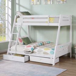 White Twin/ Full Bunk Bed 