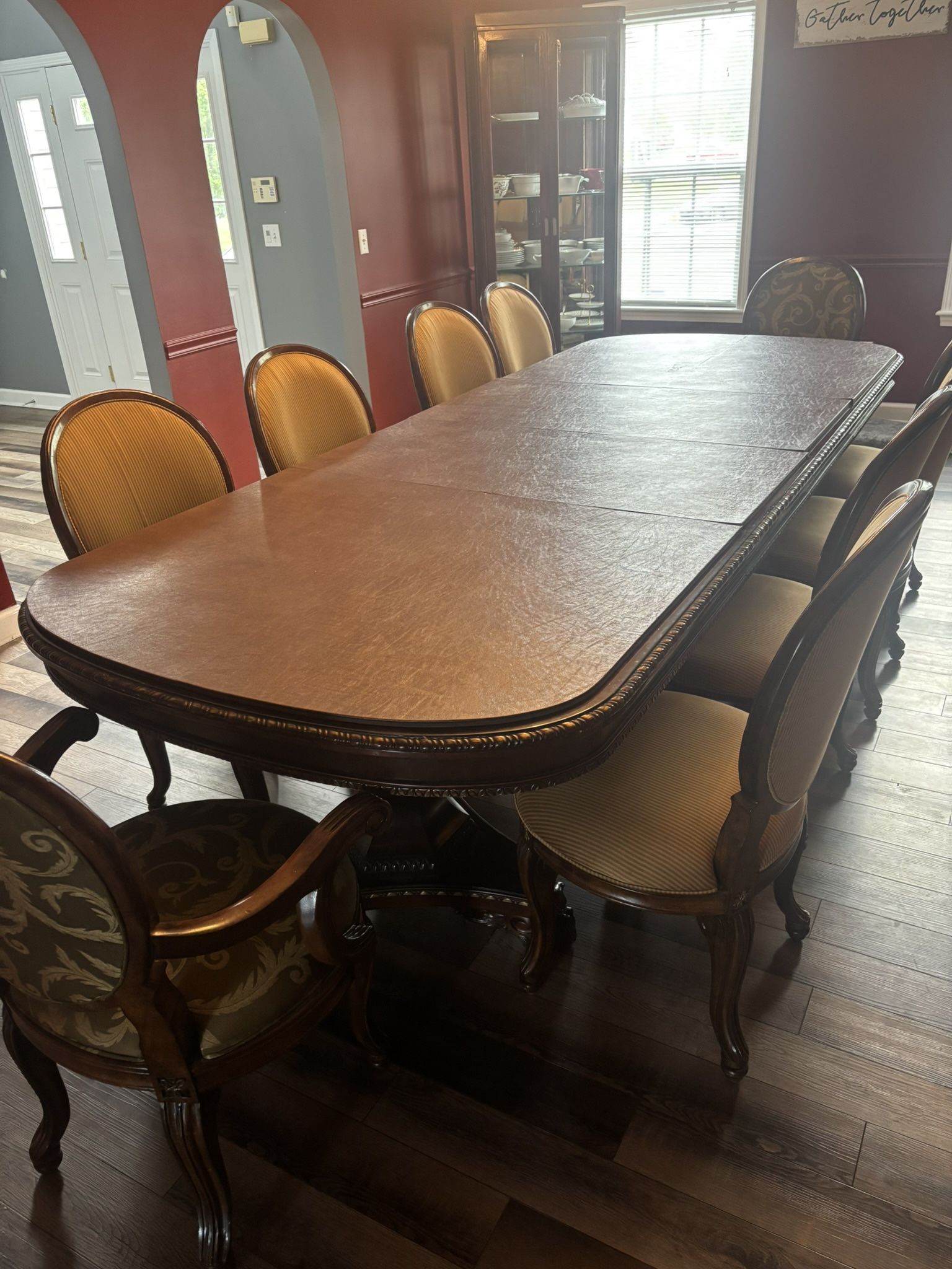 Antique Wood 10 Seater Dining Table And Chairs