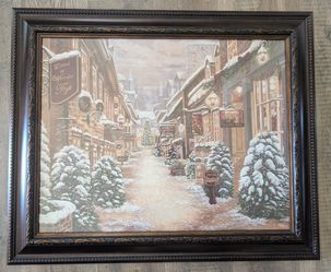 Framed Christmas Village Street Scene Print