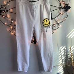Long Length Happy Face Graphic Jogger