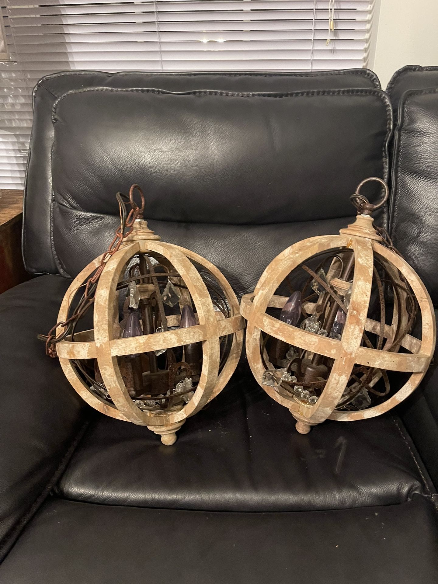 Two Rustic Farmhouse Style Smaller Chandeliers 