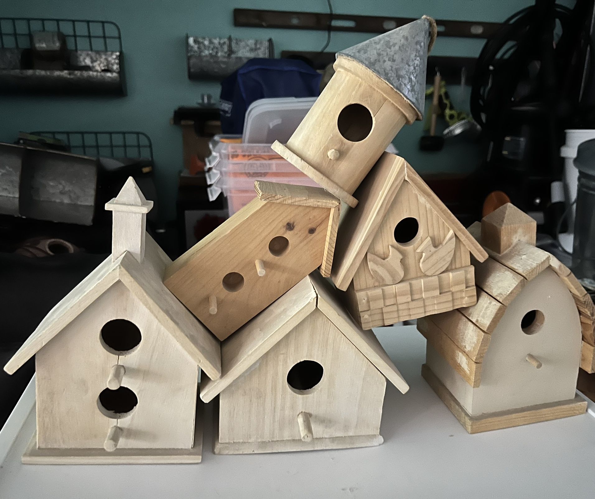 6 Wood Ready To Paint Birdhouses