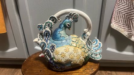 Ceramic Peacock Teapot Figurine